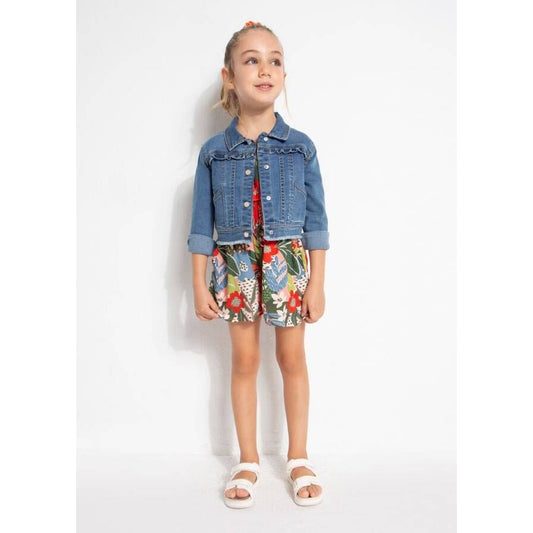 Ruffle Denim Girls Jacket
