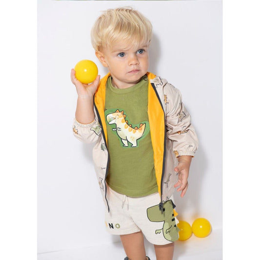 Printed Dino Bermuda Short -#1294 Oat