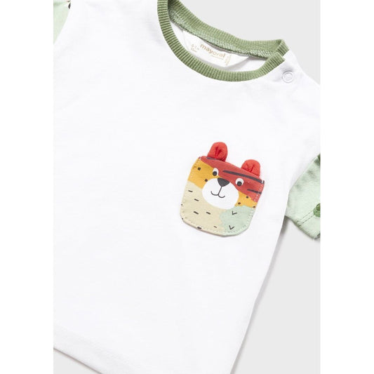 Green & White Tiger Pocket 2pc Short Set