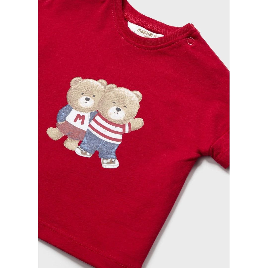 Red & Navy Teddy Bear 2pc Short Set