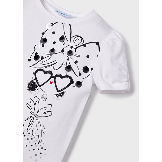 Sequins Bow Girls T Shirt
