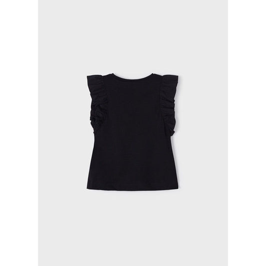 Black Ruffled Sustainable Cotton T-shirt