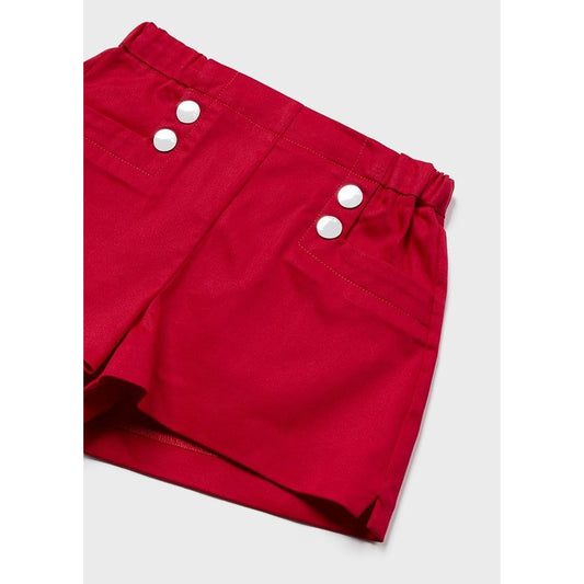 Red Cotton Satin Shorts