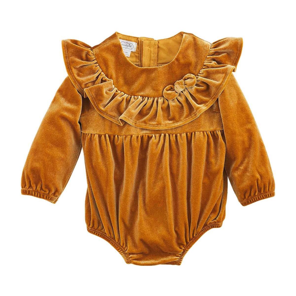 Velvet Mustard Baby Romper
