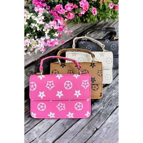 Hot Pink Star Crossbody w/ Handle Purse