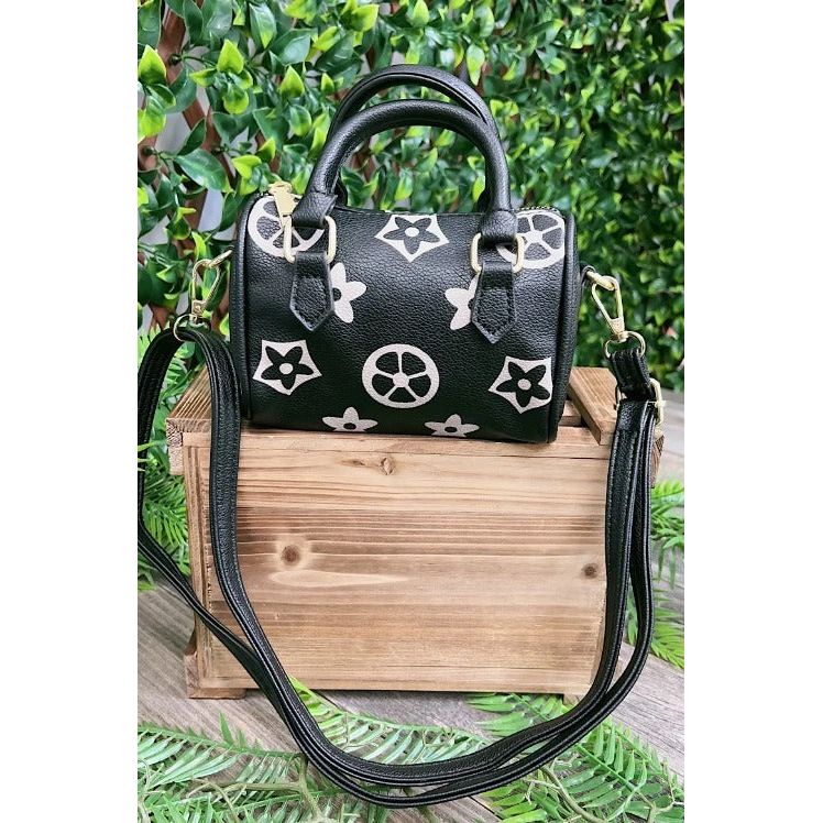 Black & Off White Large Star Satchel Purse