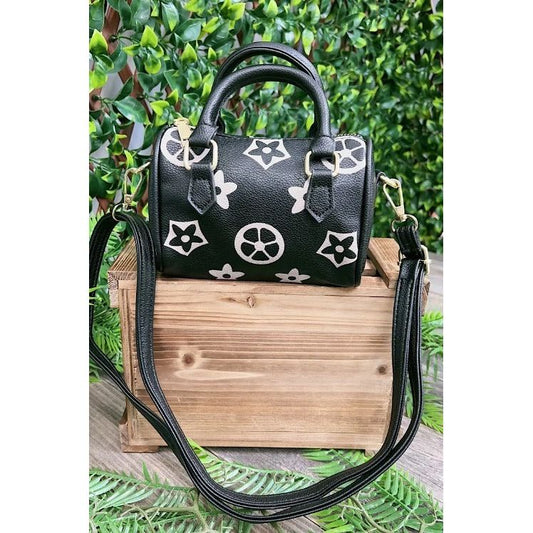 Black & Off White Large Star Satchel Purse