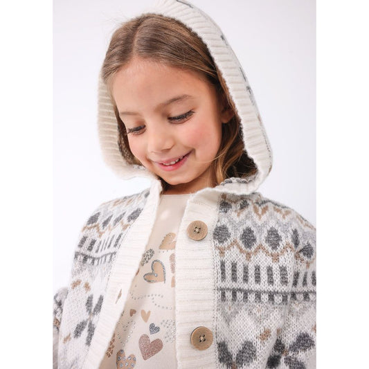 Knit Jacquard Hooded Cardigan