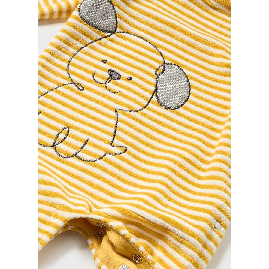 Honey Striped Puppy Velour Onesie