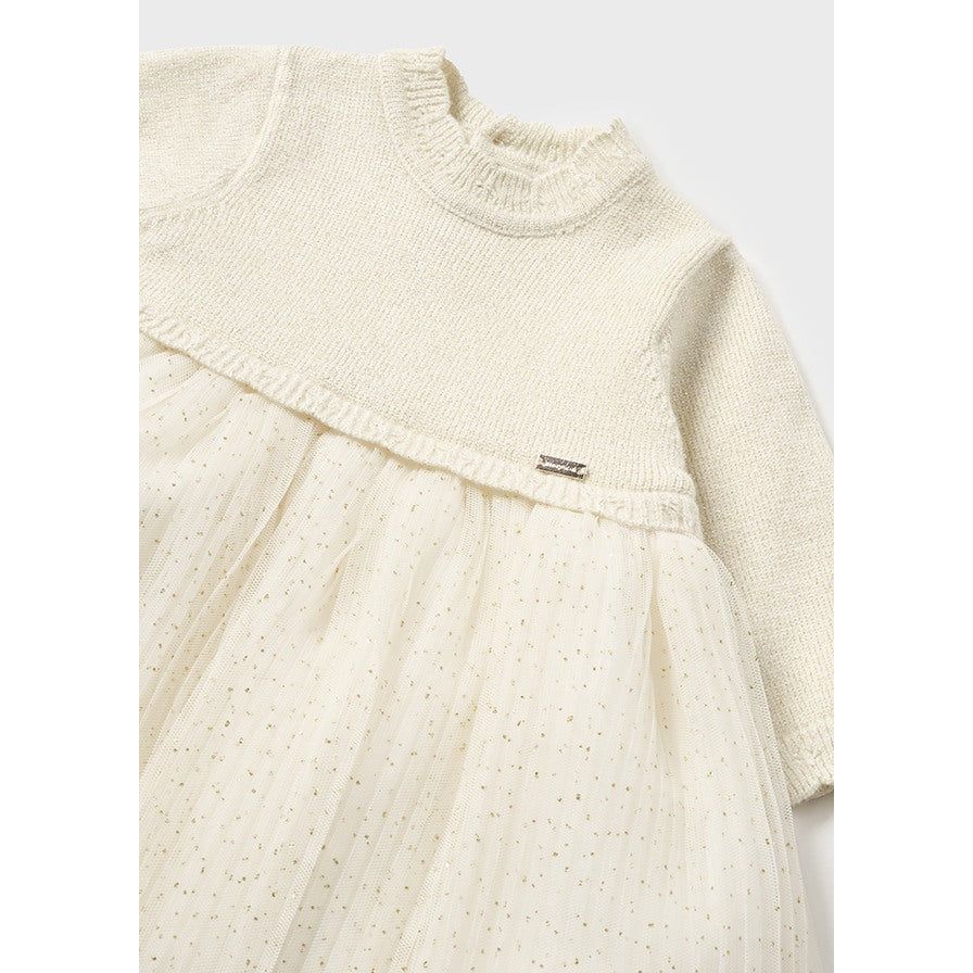 Champagne Knit Tulle Baby Dress