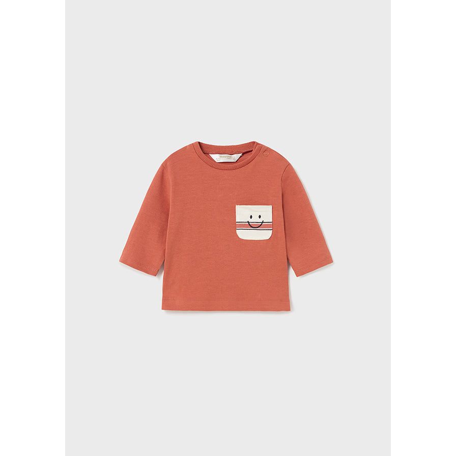 Orange Smilie Pocket L/S T-Shirt