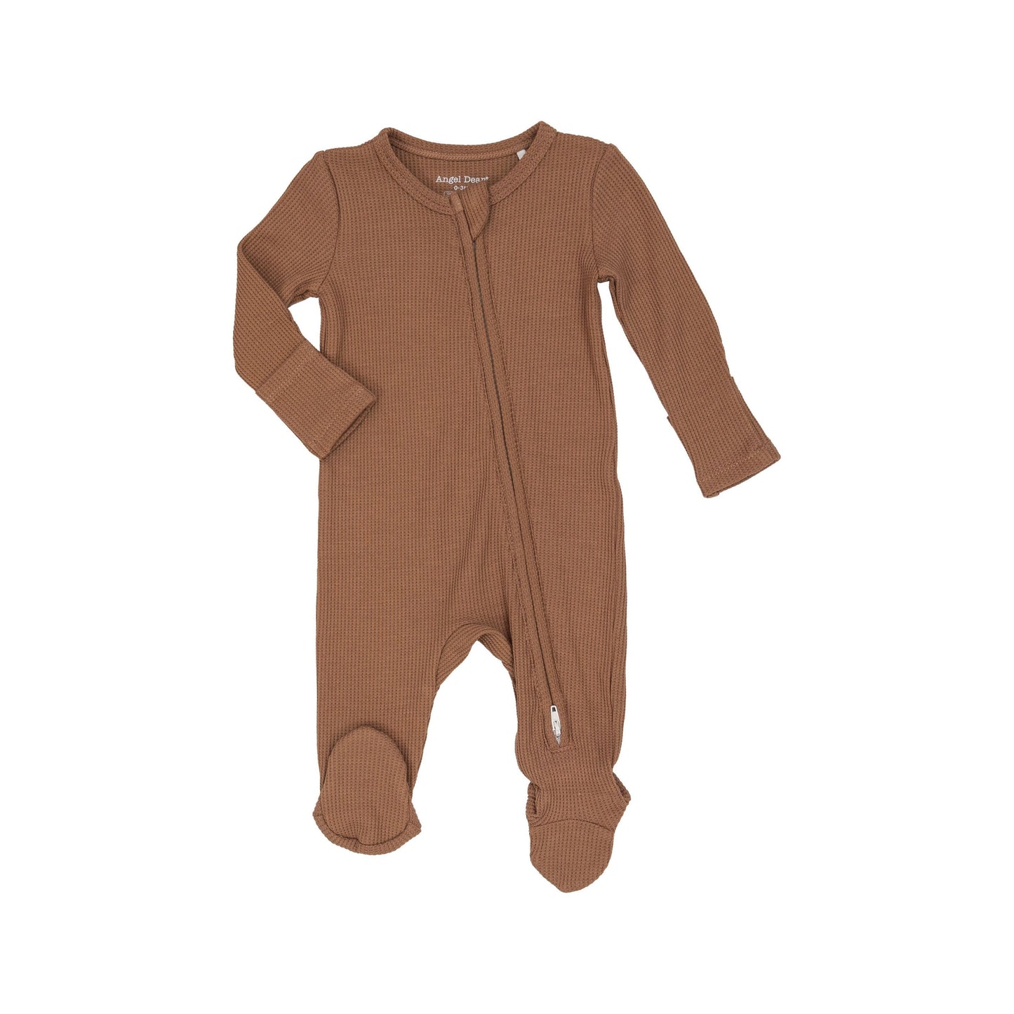 Pecan Brown Waffle 2 Way Zipper Footie