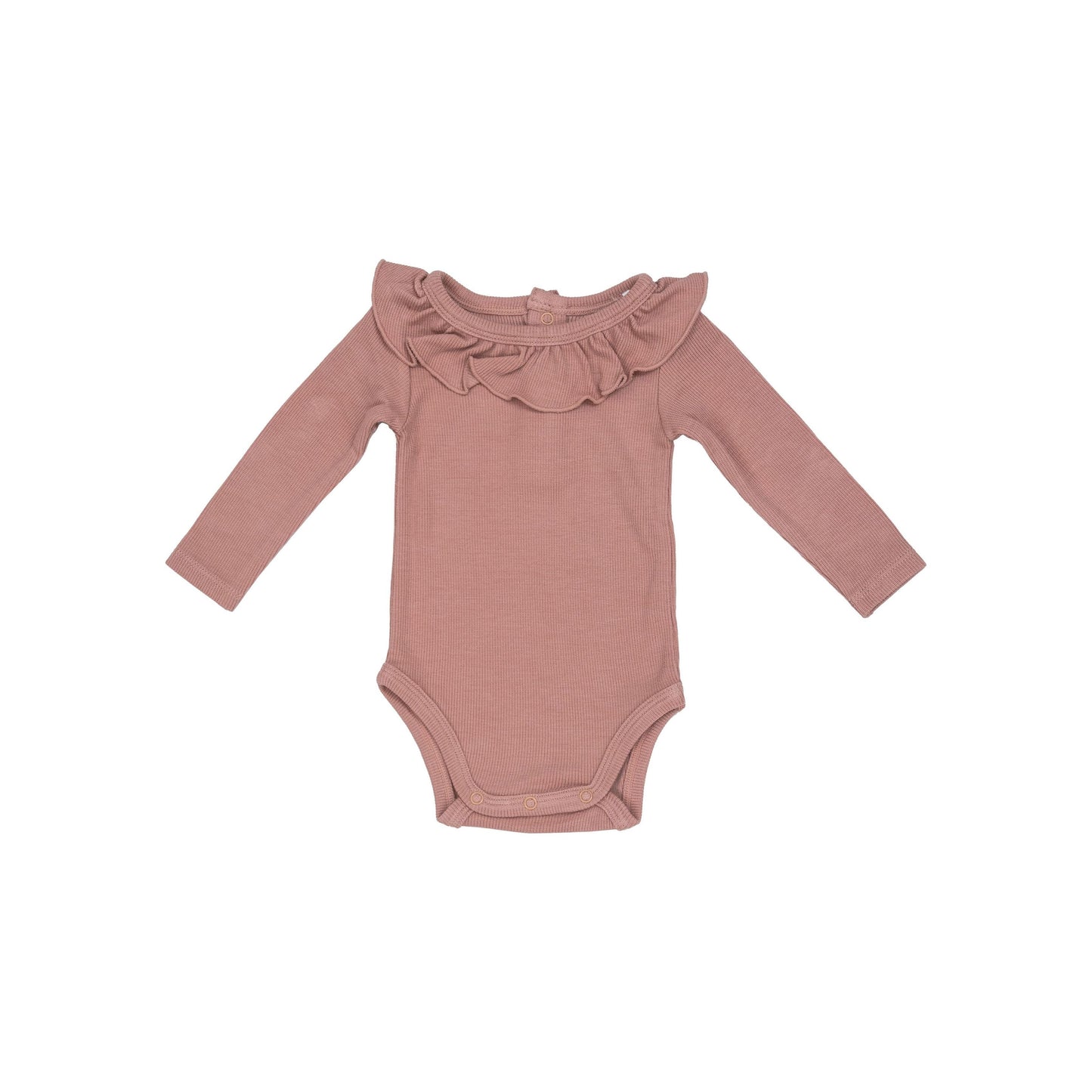 Rib Cameo Brown/Mauve Ruffle Bodysuit