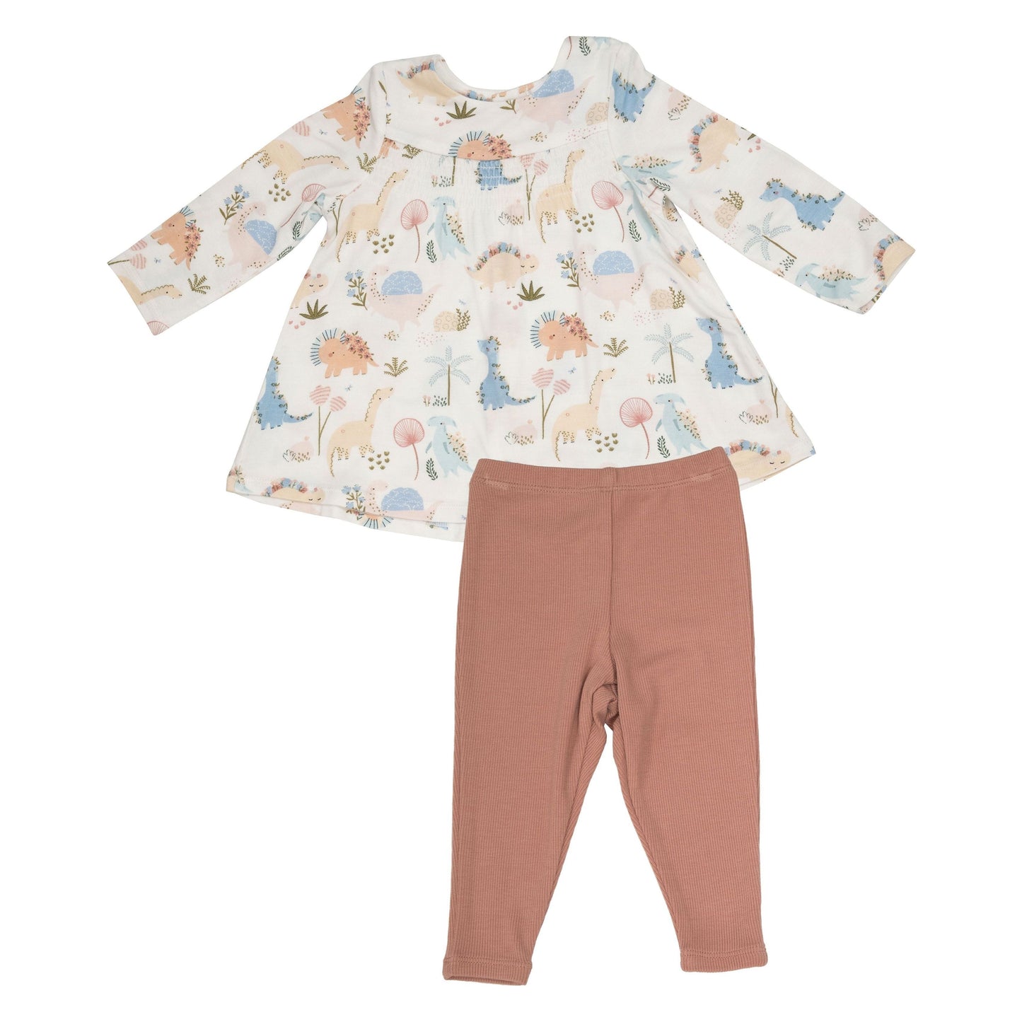 Soft Dinos Pink Smocked Top & Leggings