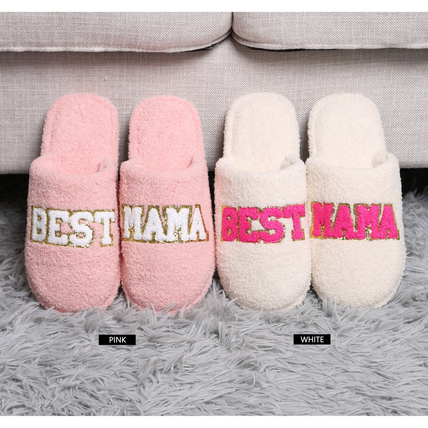 Pink Sequined Best Mama Slipper