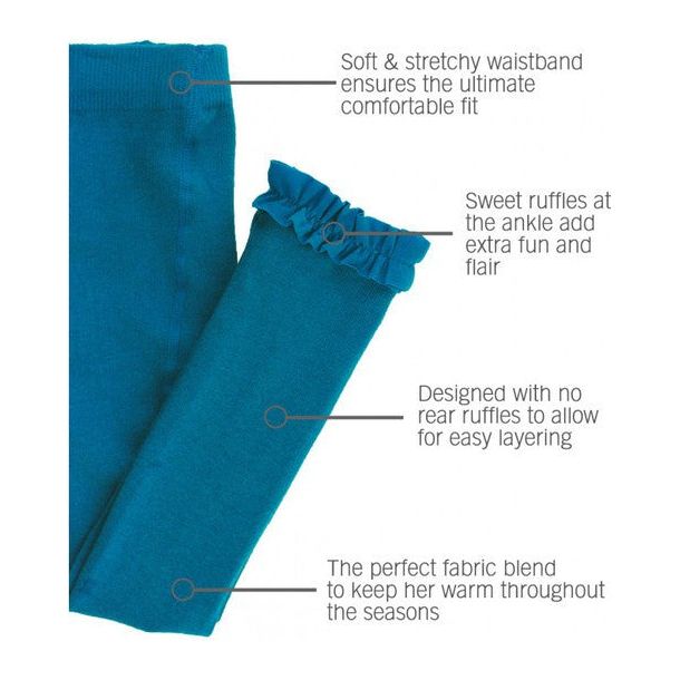 Peacock Blue Footless Ruffle Tights