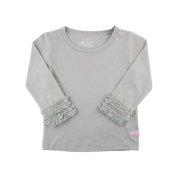 Gray Ruffled Long Sleeve Layering Tee