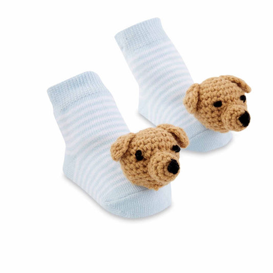 Blue Dog Rattle Toe Baby Socks