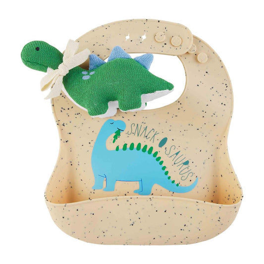 Dino Bib and Rattle Set