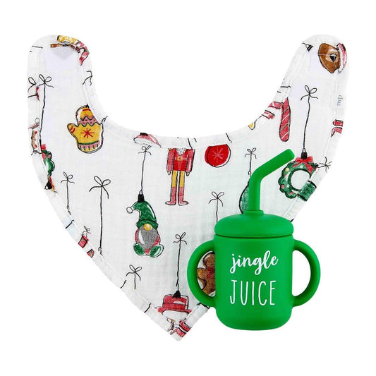 Green Christmas Bib and Cup Set - Jayla's Bowtique
