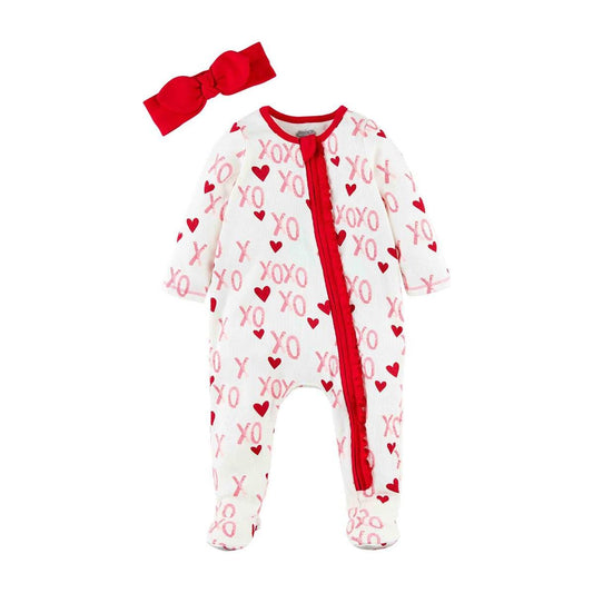 Pink Valentine's Day Baby Sleeper - Jayla's Bowtique