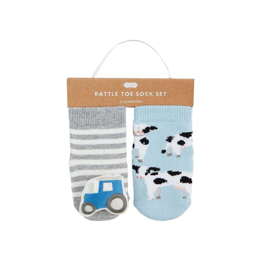 Cow Farm Rattle Toe Socks