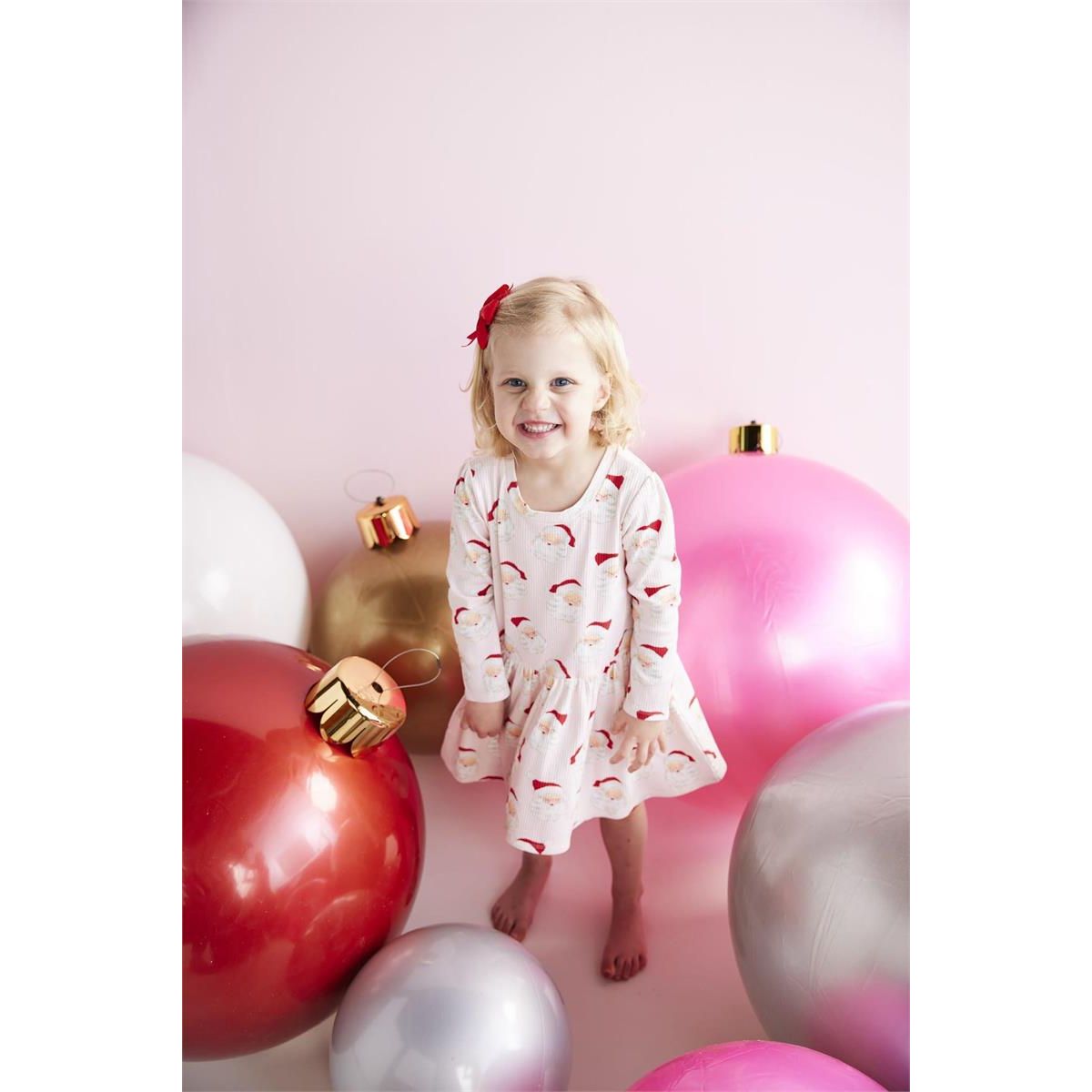 Pink Vintage Santa Toddler Dress - Jayla's Bowtique