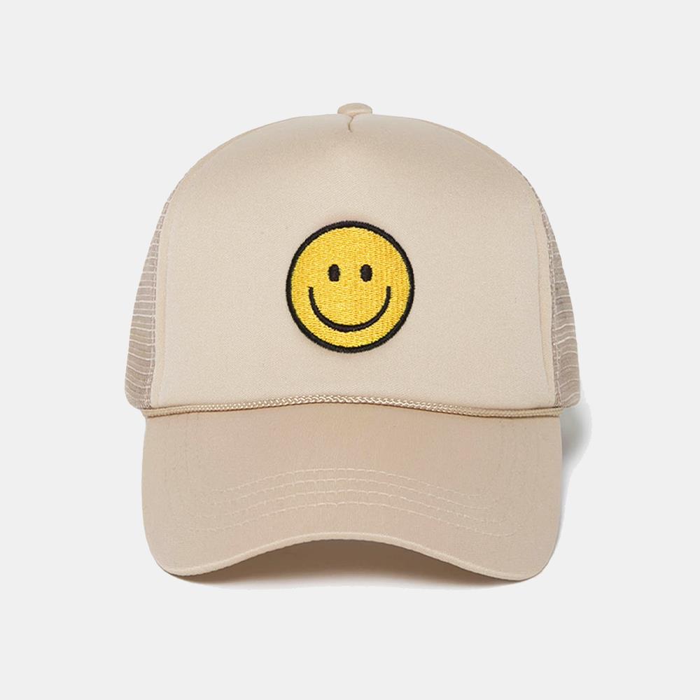 Beige Happy Face Trucker Hat