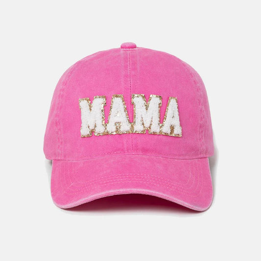 Mama Chenille Patch Hot Pink Baseball Cap