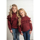 Wine Double Ruffle Crew Neck Sweater