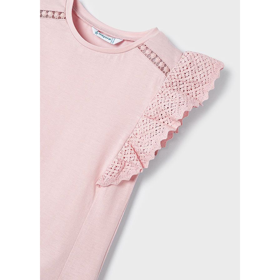 Blush Crochet Sleeve Tee Shirt