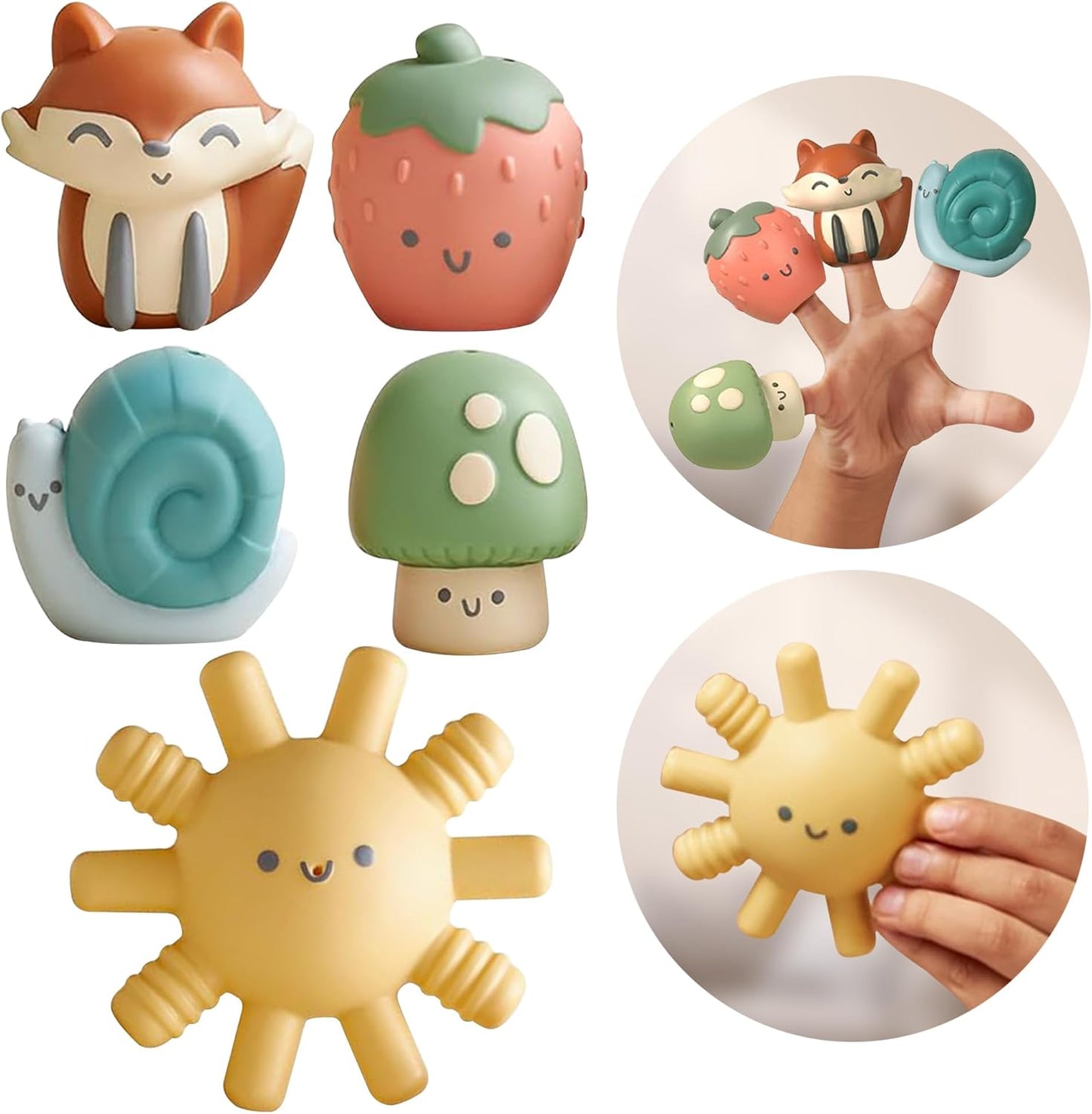 Finger Puppet Bath Toy Set– 5-Piece Set