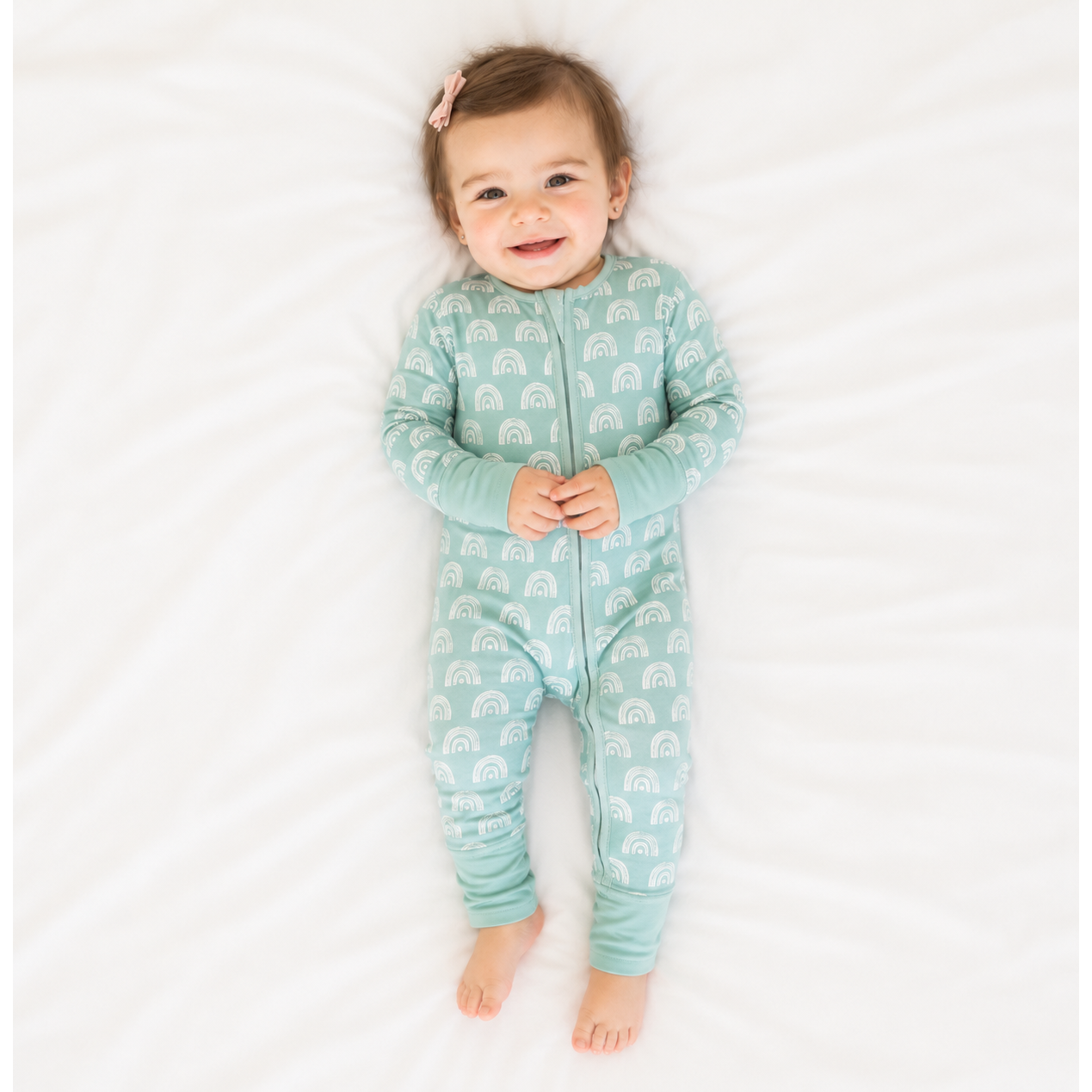 Aqua Rainbows Zip Romper