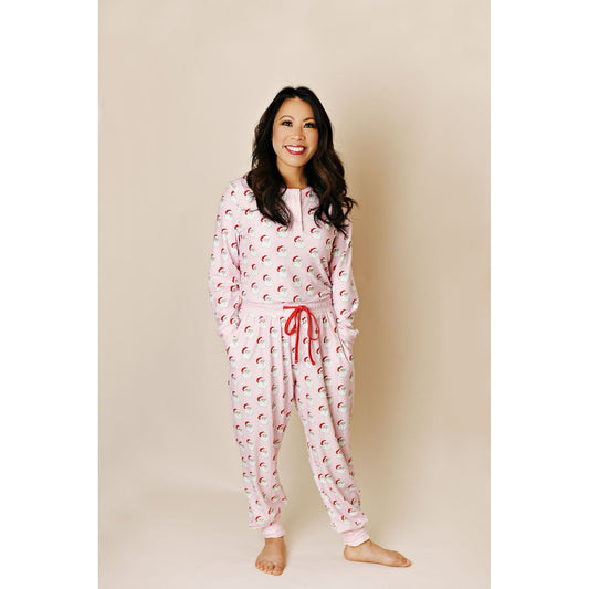 Womans/Juniors Pink Classic Santa Pajama Set - Jayla's Bowtique