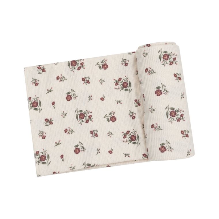 Misty Rose Floral Waffle Swaddle Blanket