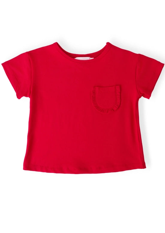 Red Ruffle Pocket Tee