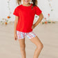Red Ruffle Pocket Tee