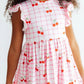 Cherry Sweet Flutter Sleeve Twirl Dress