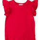 Red S/S Ruffle Tee