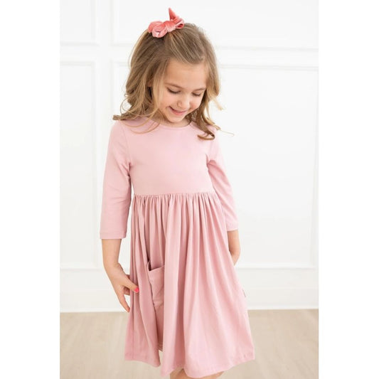 Vintage Pink Pocket Twirl Dress