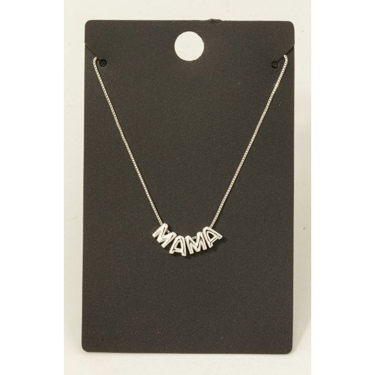 Silver Puffy Mama Charm Necklace