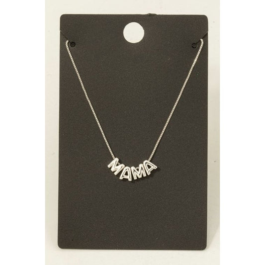 Silver Puffy Mama Charm Necklace