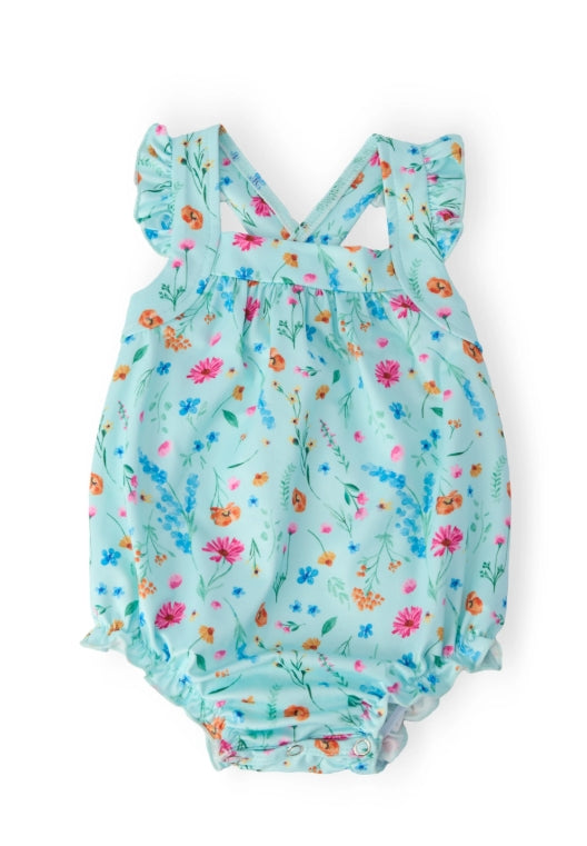 Bluebell Breeze Ruffle Cross Back Romper