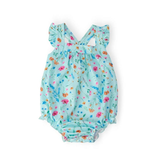 Bluebell Breeze Ruffle Cross Back Romper