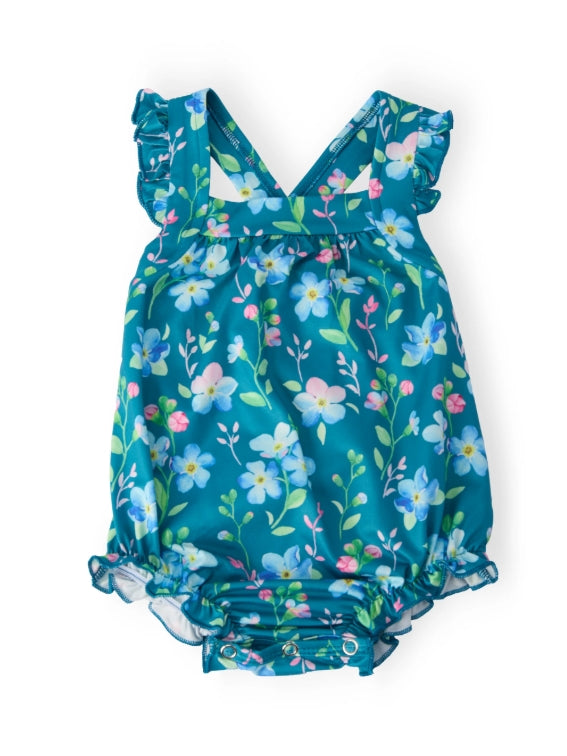 Floral Breeze Ruffle Cross Back Romper