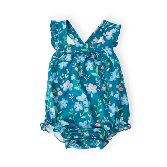 Floral Breeze Ruffle Cross Back Romper