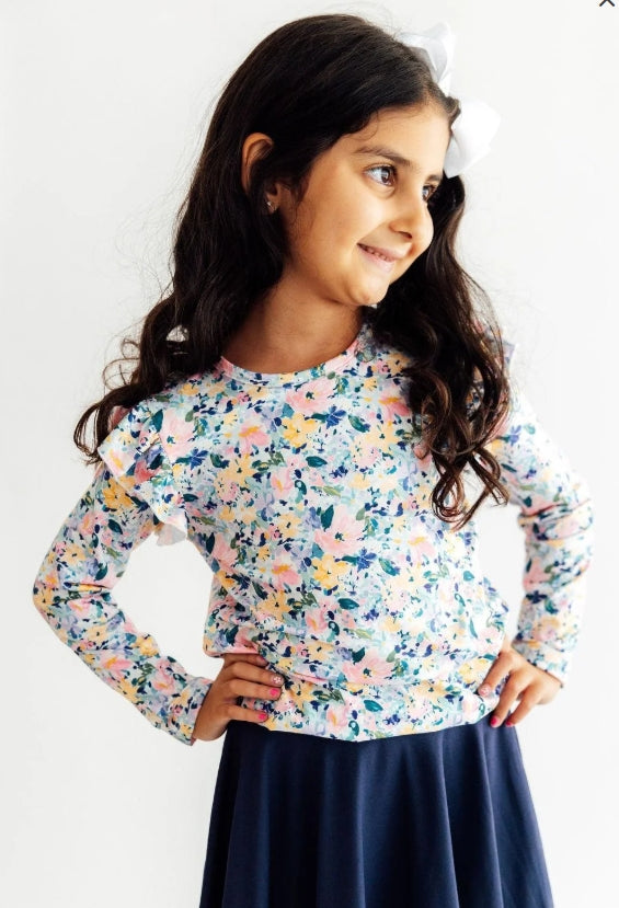 Fall Floral L/S Ruffle Shirt