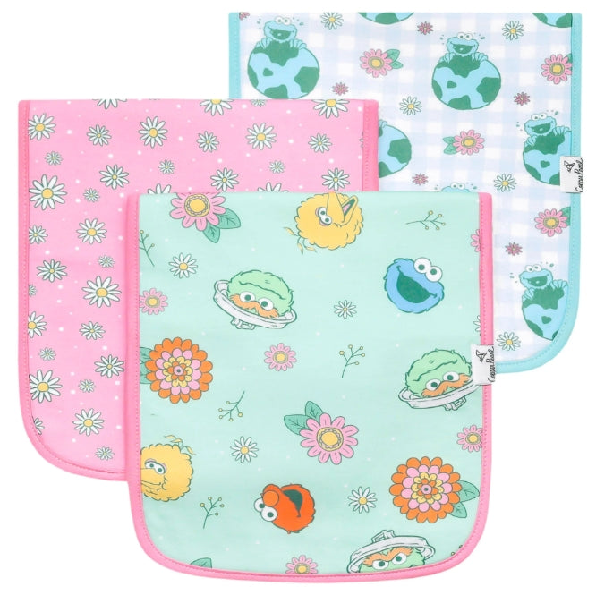 Sesame Street Retro Floral Burp Cloth Set (3-pack)