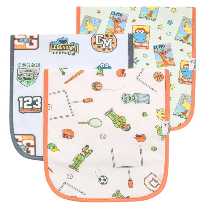Sesame Street Varsity Friends Premium Burp Cloths (3-pack)