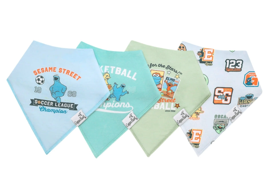 Sesame Street Varsity Friends Baby Bandana Bibs (4-pack)